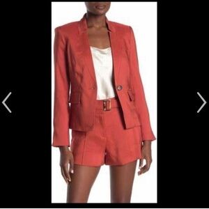 EUC Veronica Beard Clay Orange Red Miles Dickey Blazer Jacket Linen 6